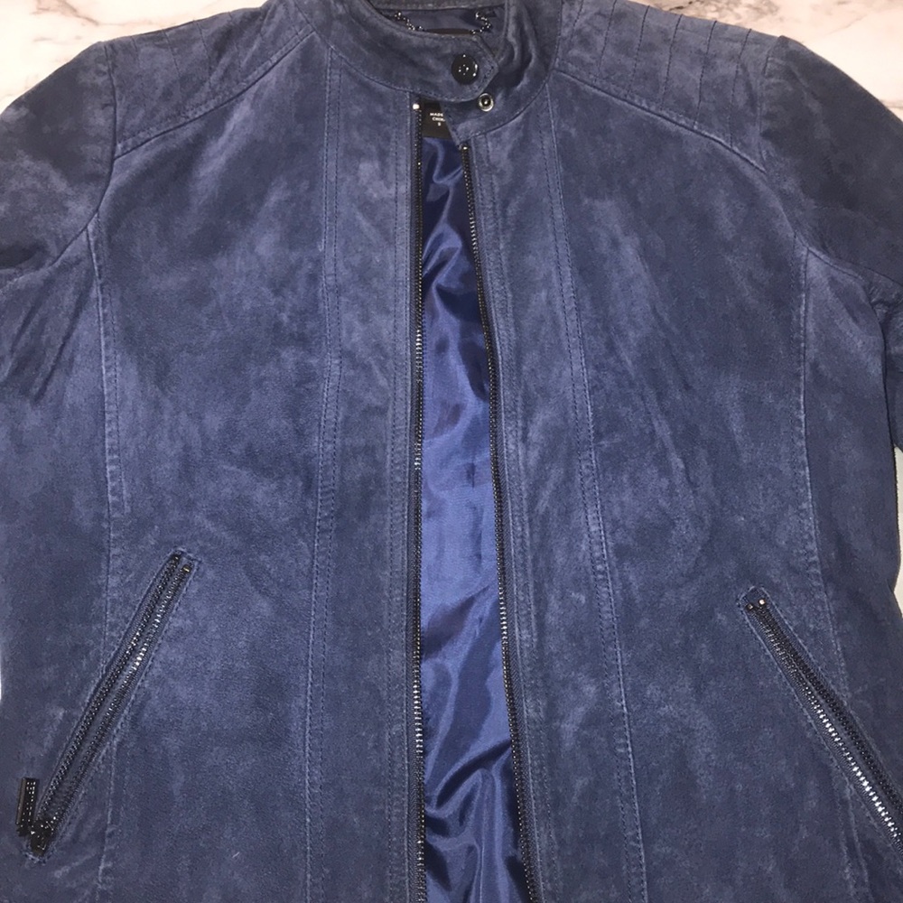 ROYAL BLUE LEATHER SUEDE JACKET - Picture 2 of 7